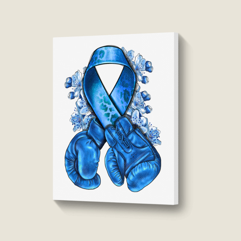 Blue Ribbon With Boxing Gloves Portrait Canvas Print | Artistshot