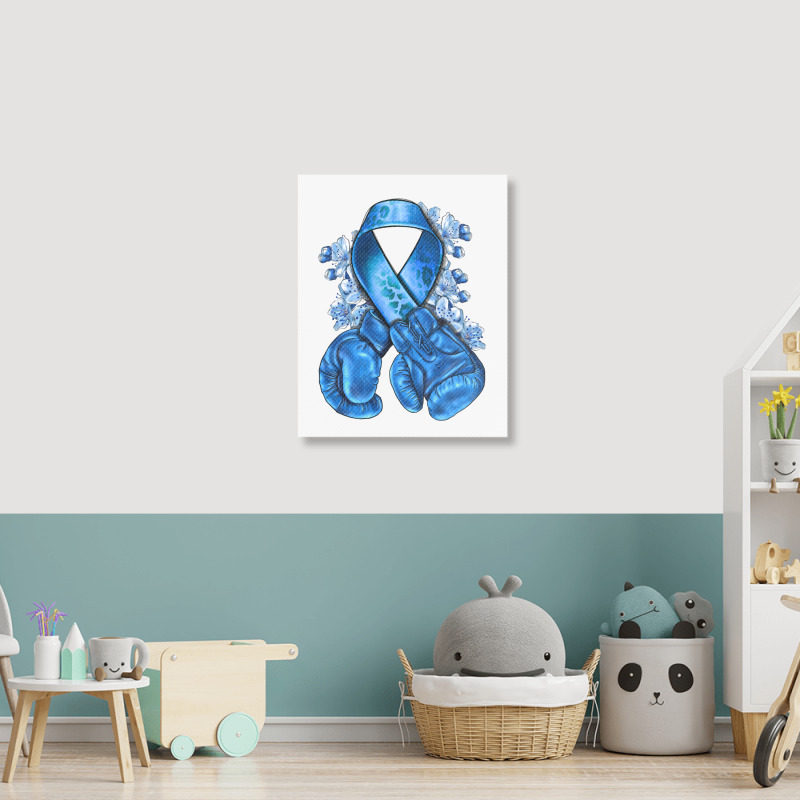 Blue Ribbon With Boxing Gloves Portrait Canvas Print | Artistshot