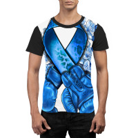 Blue Ribbon With Boxing Gloves Graphic T-shirt | Artistshot