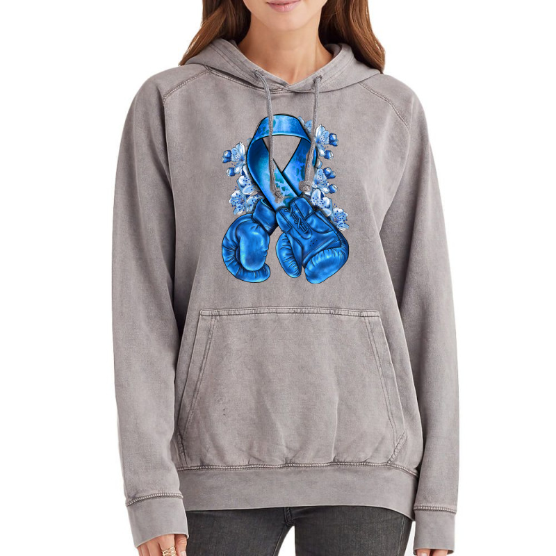 Blue Ribbon With Boxing Gloves Vintage Hoodie | Artistshot