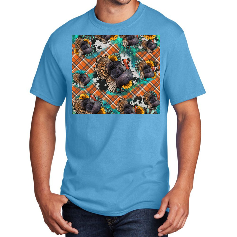 Thanksgiving Turkey Sunflower Turquoise Basic T-shirt | Artistshot