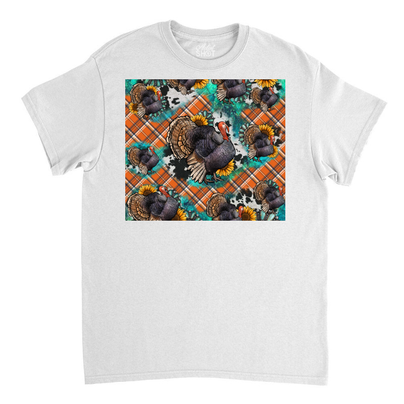 Thanksgiving Turkey Sunflower Turquoise Classic T-shirt | Artistshot