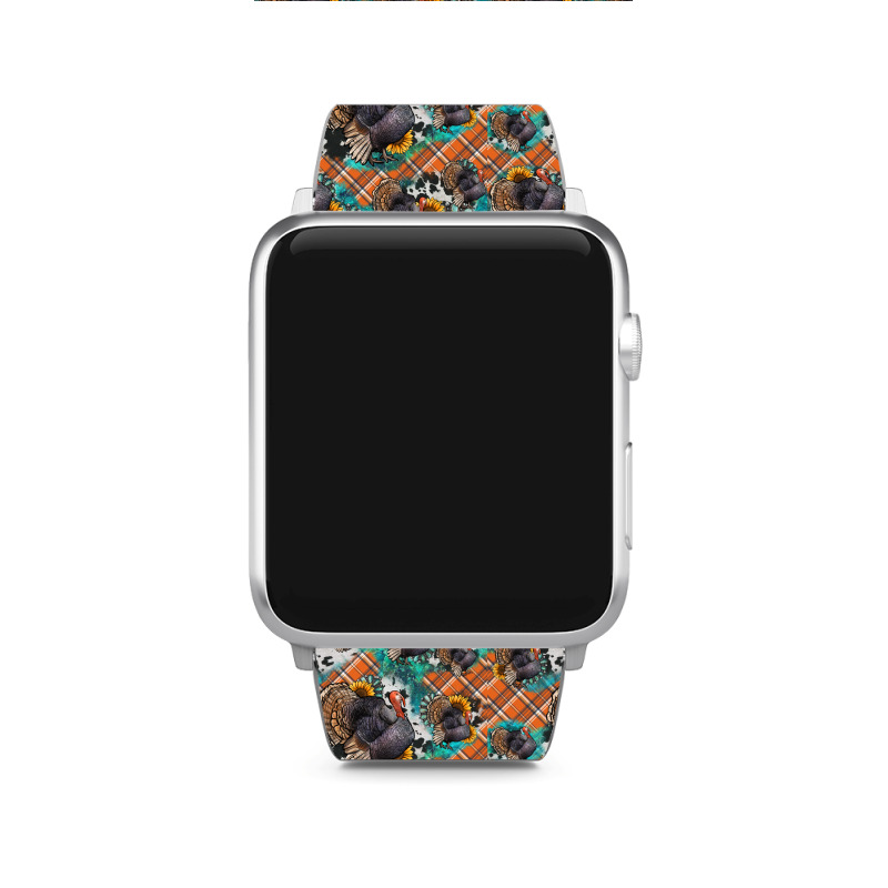 Thanksgiving Turkey Sunflower Turquoise Apple Watch Band | Artistshot