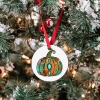 Western Cowhide Turquoise Pumpkin Ornament | Artistshot