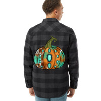 Western Cowhide Turquoise Pumpkin Flannel Shirt | Artistshot