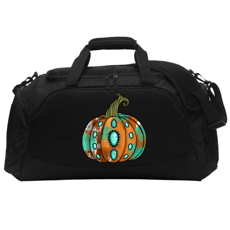 Western Cowhide Turquoise Pumpkin Active Duffel | Artistshot