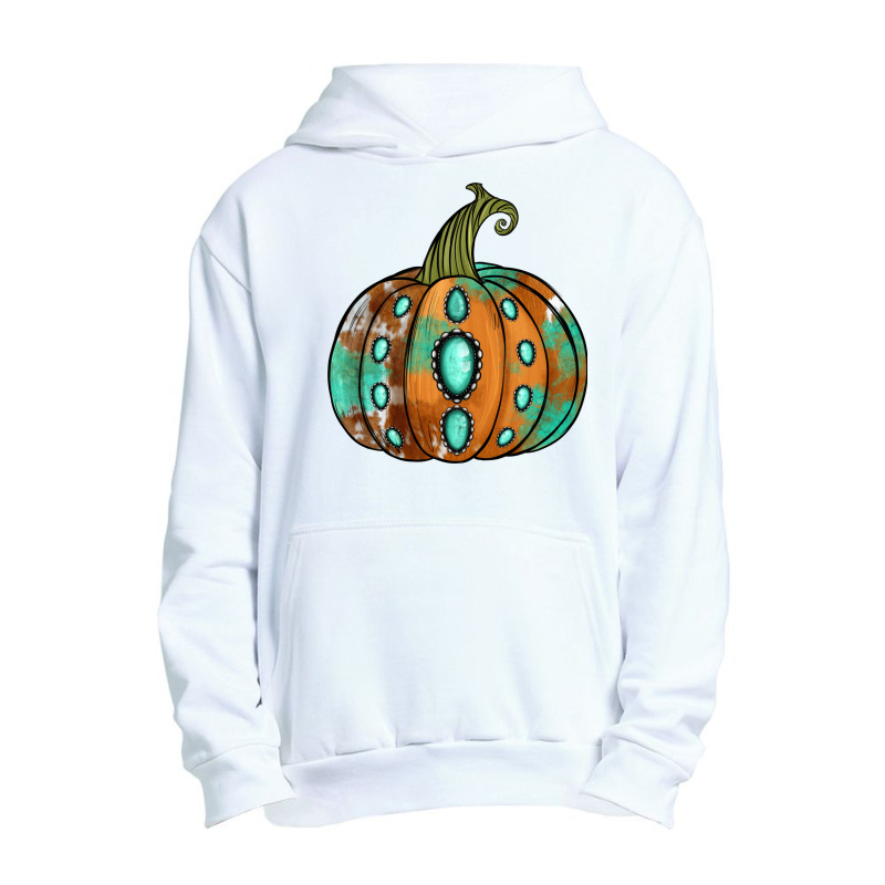 Western Cowhide Turquoise Pumpkin Urban Pullover Hoodie | Artistshot