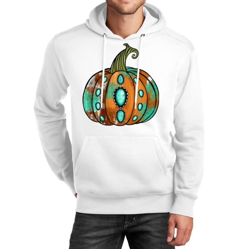 Western Cowhide Turquoise Pumpkin Unisex Hoodie | Artistshot