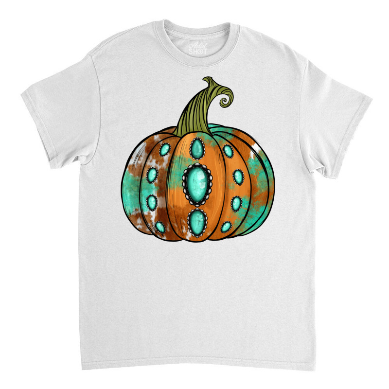 Western Cowhide Turquoise Pumpkin Classic T-shirt | Artistshot