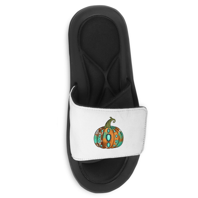 Western Cowhide Turquoise Pumpkin Slide Sandal | Artistshot