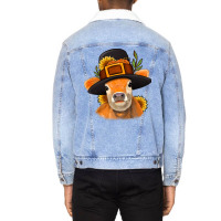 Thanksgiving Cow Unisex Sherpa-lined Denim Jacket | Artistshot