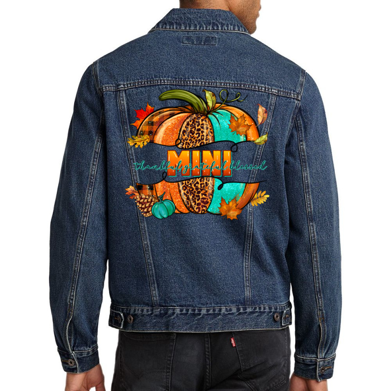 Thankful Grateful Blessed Mini Pumpkin Men Denim Jacket | Artistshot