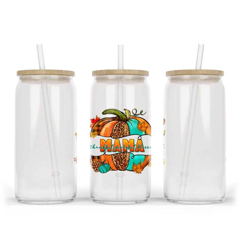 Thankful Grateful Blessed Mama Pumpkin Glass Tumbler | Artistshot