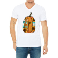 Serape Sunflower Pumpkin V-neck Tee | Artistshot