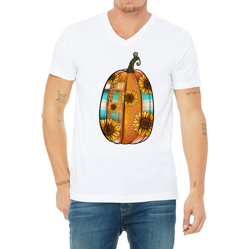 Serape Sunflower Pumpkin V-neck Tee | Artistshot