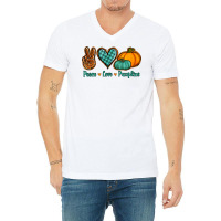 Peace Love Pumpkins V-neck Tee | Artistshot