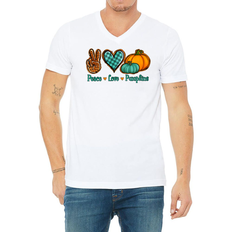 Peace Love Pumpkins V-neck Tee | Artistshot