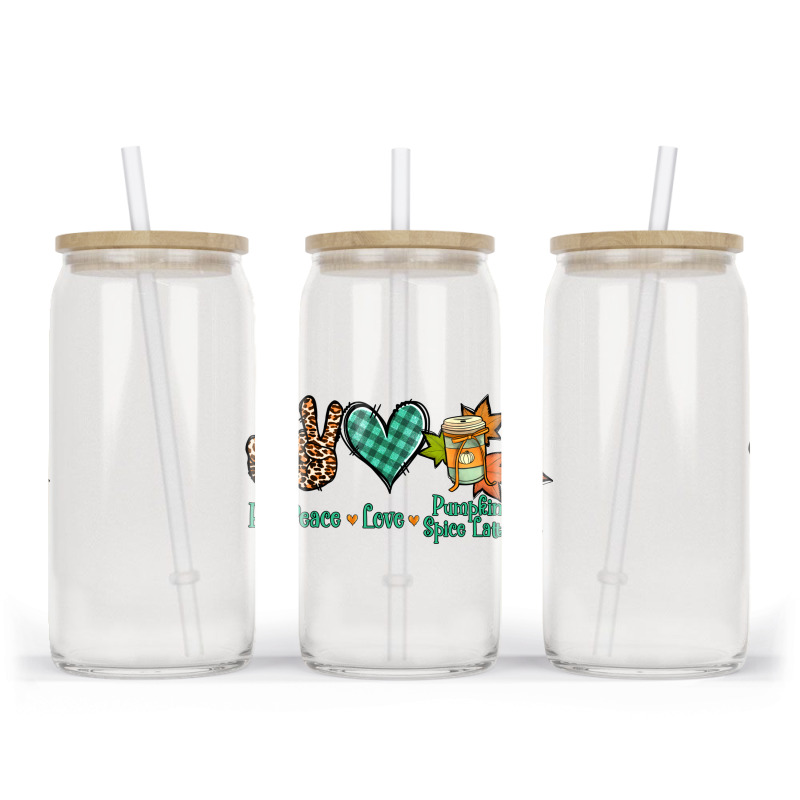 Peace Love Pumpkin Spice Latte Glass Tumbler | Artistshot