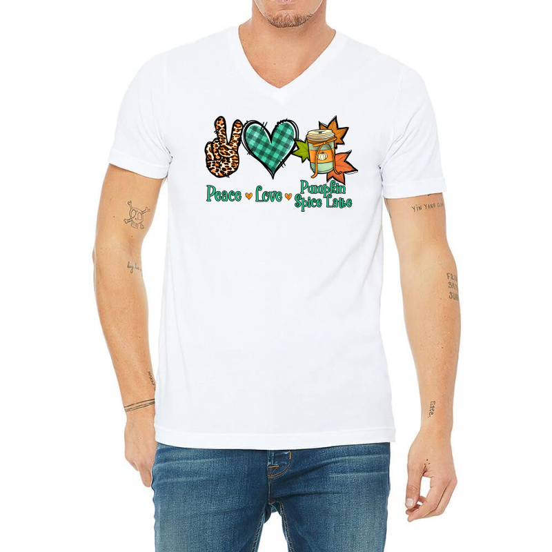 Peace Love Pumpkin Spice Latte V-neck Tee | Artistshot