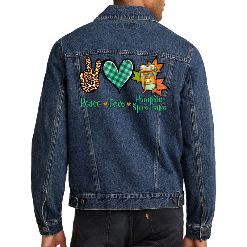 Peace Love Pumpkin Spice Latte Men Denim Jacket | Artistshot