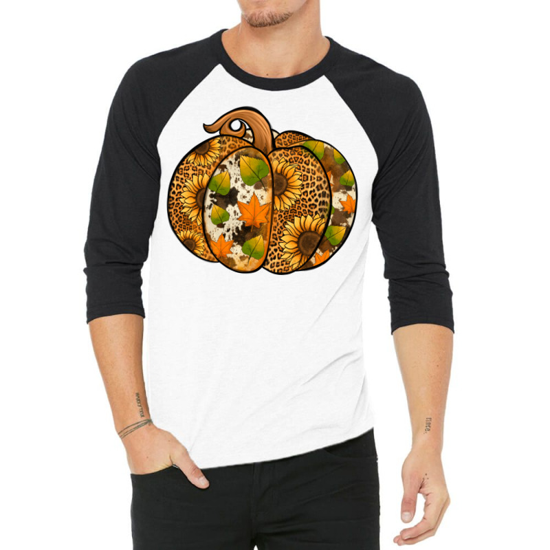 Leopard Cowhide Sunflower Pumpkin 3/4 Sleeve Shirt | Artistshot