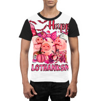 Happy Hallothanksmas Pigs Pink Graphic T-shirt | Artistshot