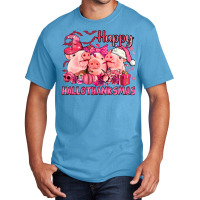 Happy Hallothanksmas Pigs Pink Basic T-shirt | Artistshot