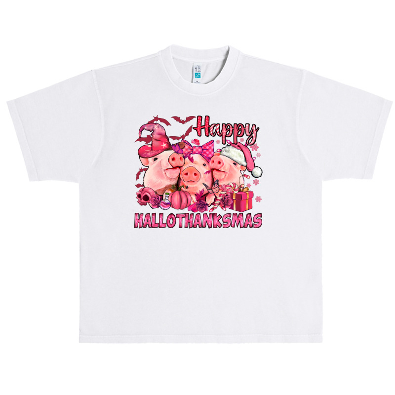 Happy Hallothanksmas Pigs Pink Urban Heavy T-shirt | Artistshot