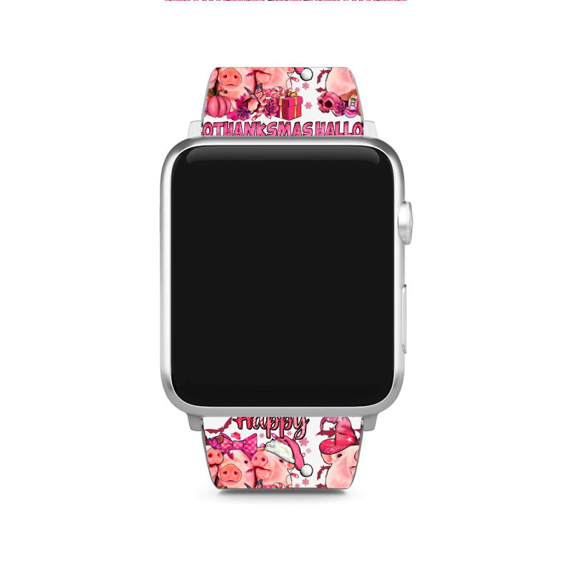 Happy Hallothanksmas Pigs Pink Apple Watch Band | Artistshot