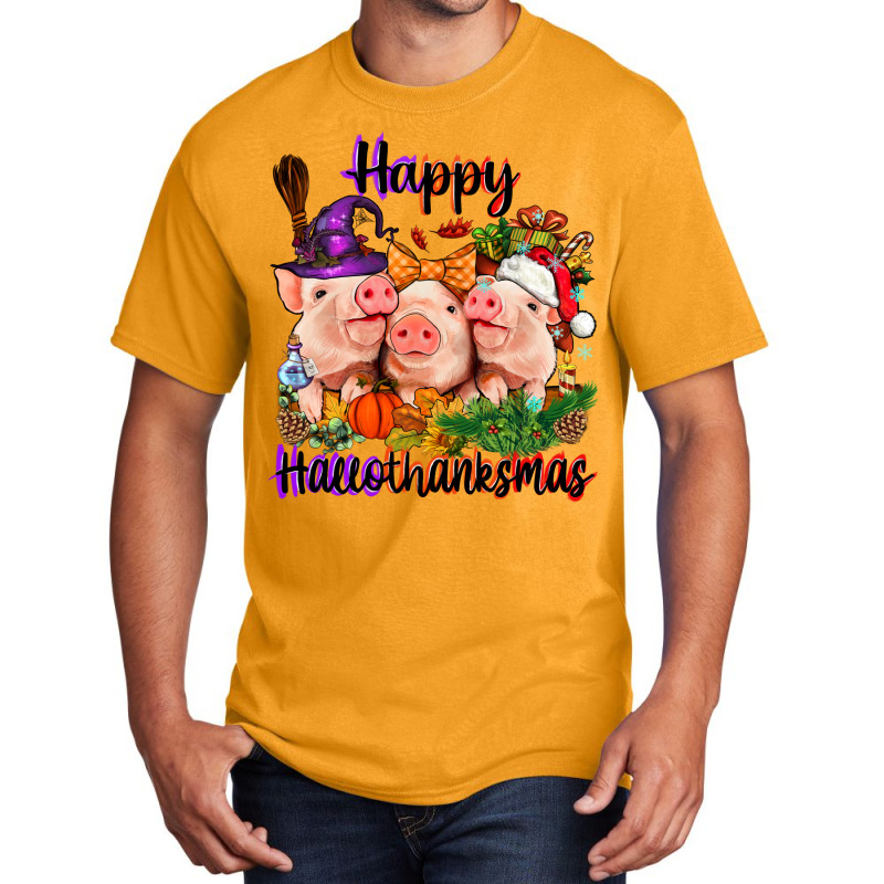 Happy Hallothanksmas Pigs Basic T-shirt | Artistshot