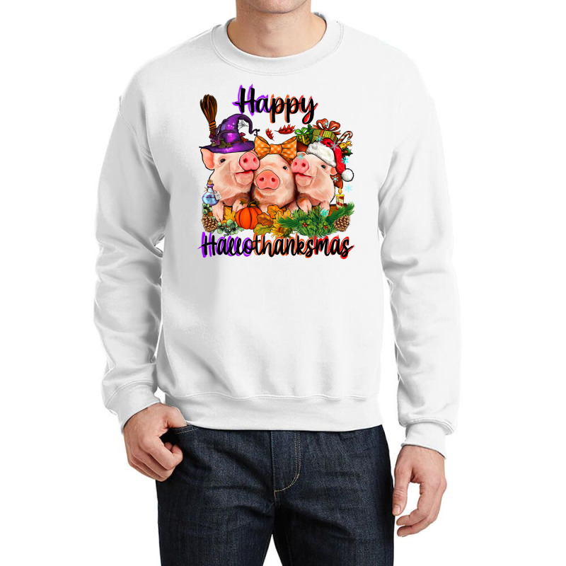 Happy Hallothanksmas Pigs Crewneck Sweatshirt | Artistshot