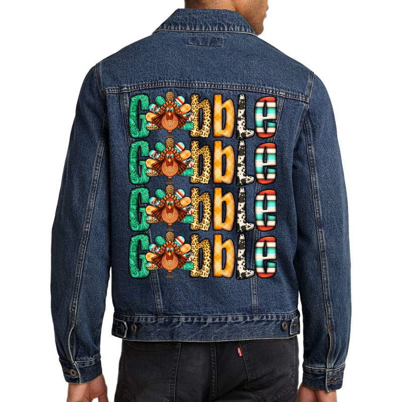 Gobble Till You Wobble Thanksgiving Turkey Men Denim Jacket | Artistshot