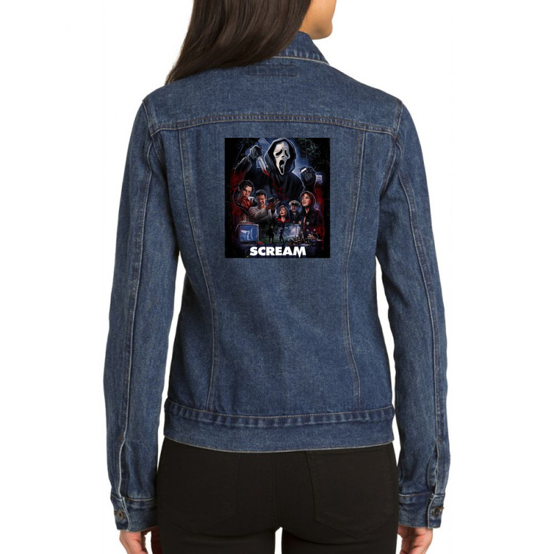 Scream Horror Movie Poster Retro 93660849 Ladies Denim Jacket by pitri | Artistshot