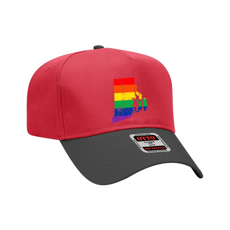 Rhode Island Rainbow Flag Map Gay Pride Lesbian Lgbt Adjustable Baseball Cap by GrahamWalsh | Artistshot