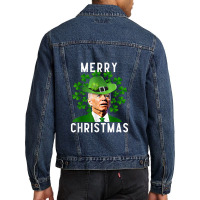 Funny Joe Biden Merry Christmas Confused St Patricks Day Men Denim Jacket | Artistshot