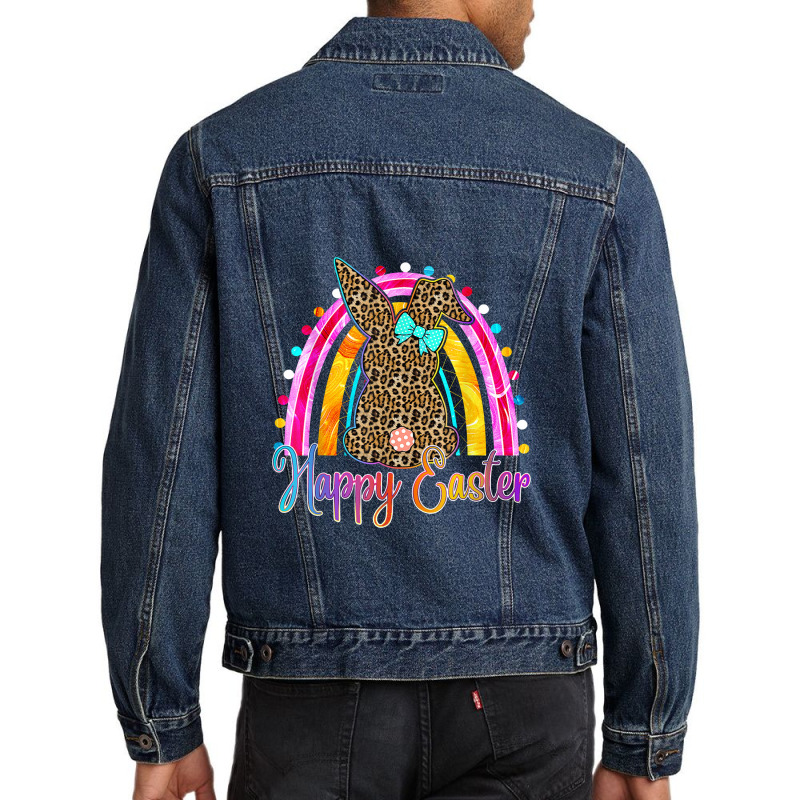 Happy Easter Gift Leopard Bunny Easter Rainbow Girls Women Men Denim Jacket | Artistshot