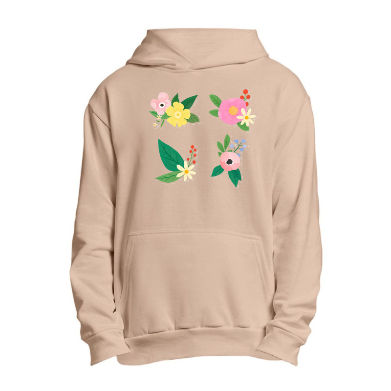 Colorful Floral Sticker Collection Urban Pullover Hoodie by annaponder | Artistshot