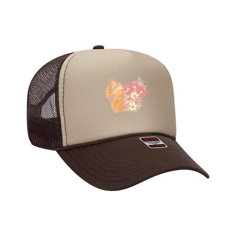 Yorkie T  Shirt Yorkshire Terrier With Flowers T  Shirt Foam Trucker Hat by sadyerippin | Artistshot