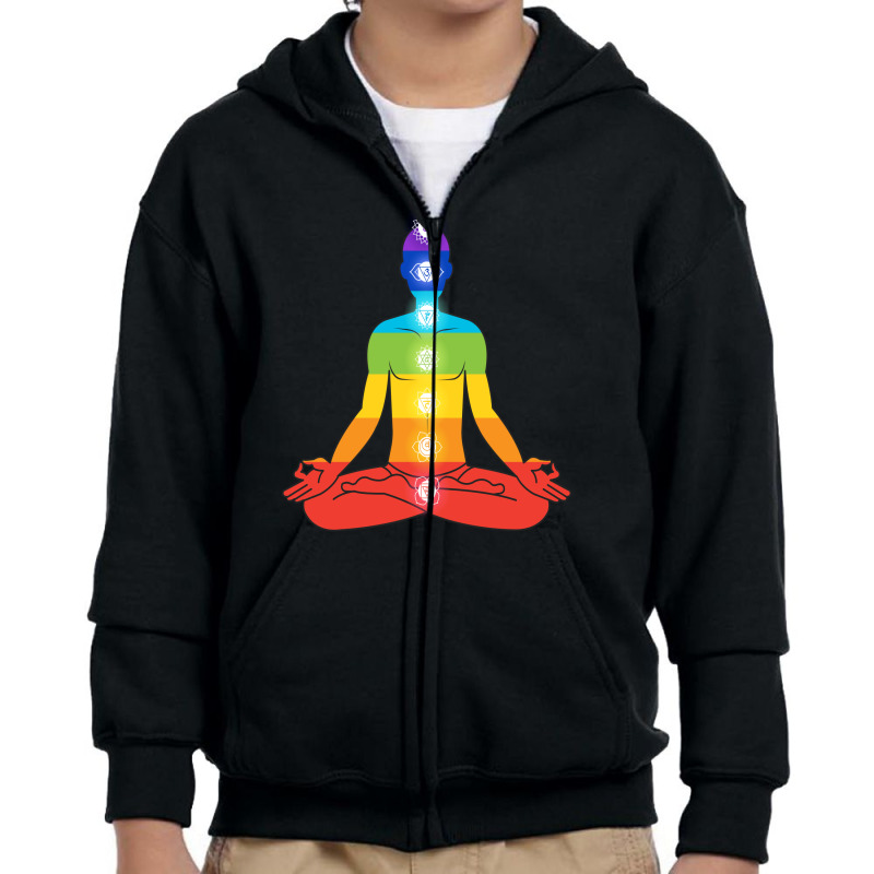 Meditating Man In Sitting Yoga Youth Zipper Hoodie by chris299 | Artistshot