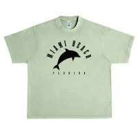 Miami Beach Florida Fl Vintage Surf Dolphin Vacation T Shirt Urban Heavy T-shirt | Artistshot