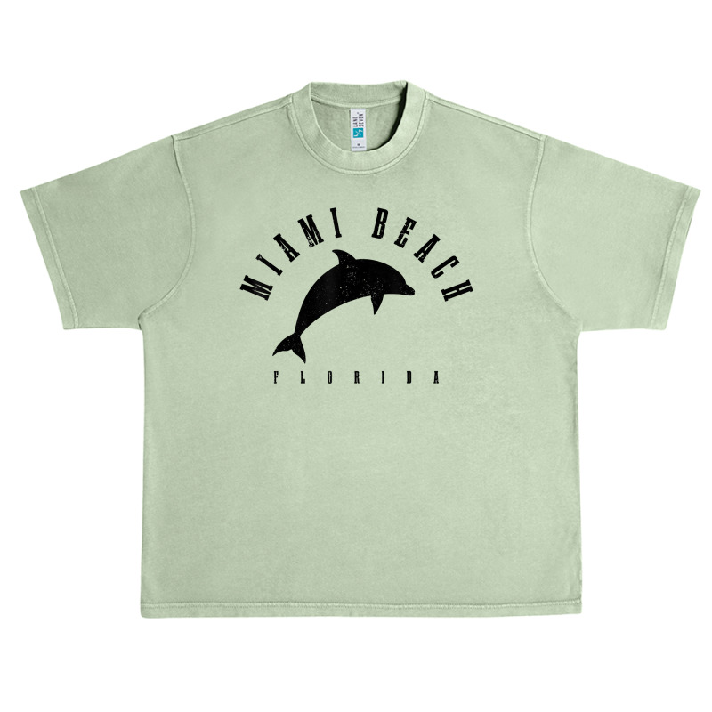 Miami Beach Florida Fl Vintage Surf Dolphin Vacation T Shirt Urban Heavy T-shirt | Artistshot