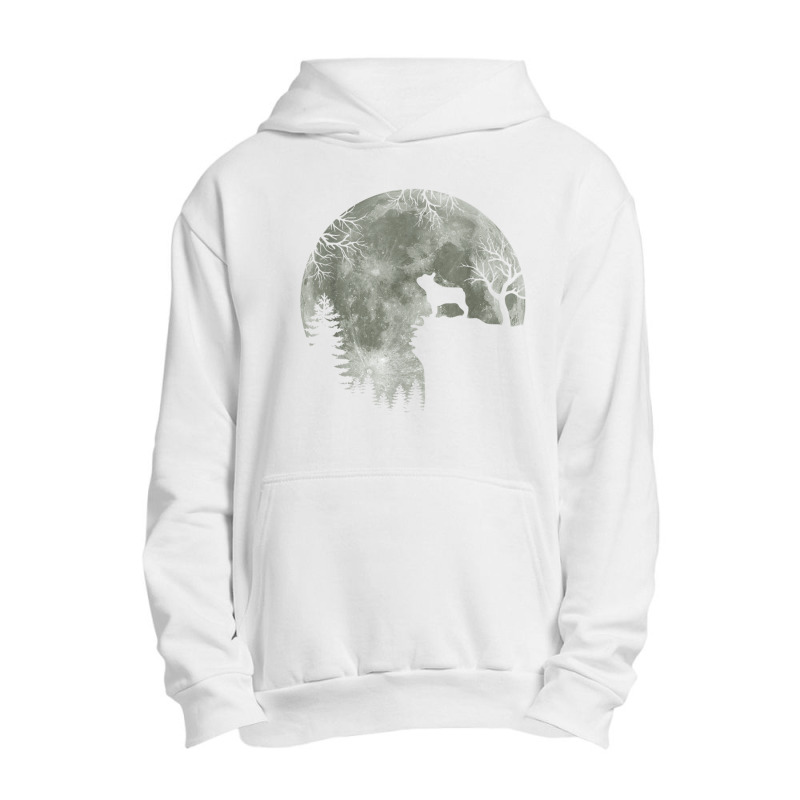 French Bulldog Silhouette In Front Of Moon Halloween Costume Urban Pullover Hoodie | Artistshot