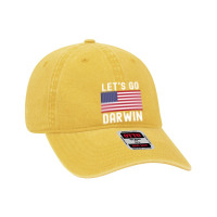 Let's Go Darwin American Flag - White Letters Version Dyed Cap | Artistshot