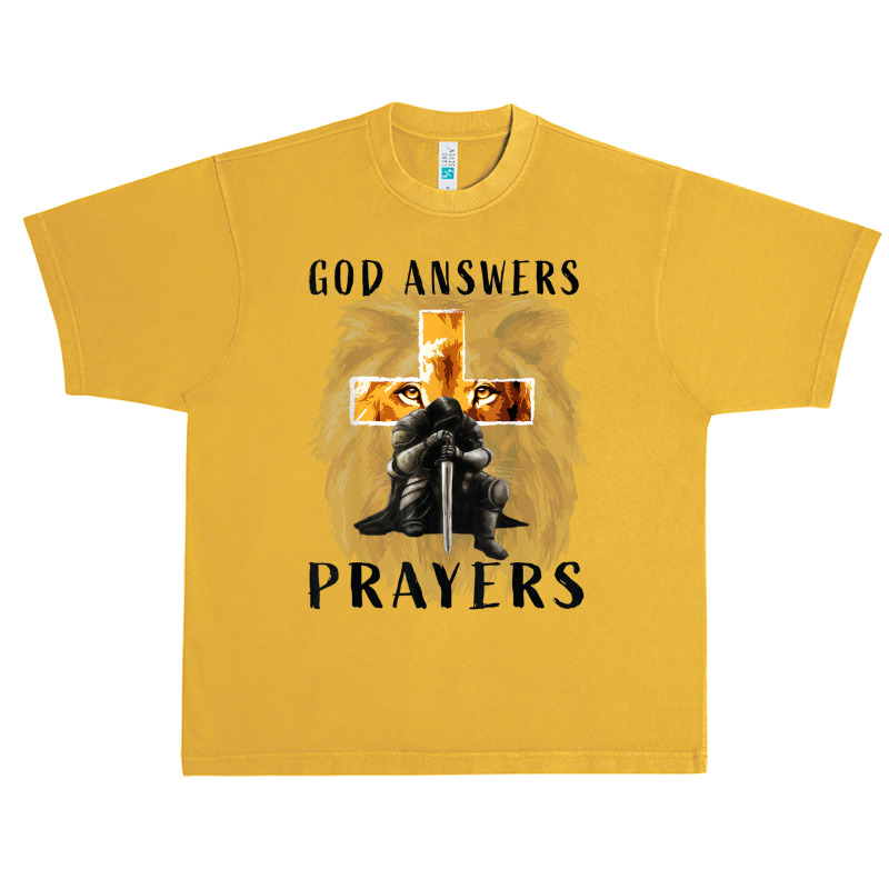 God Answers Prayers Warrior Men Christian Cross Lion Graphic Urban Heavy T-shirt | Artistshot