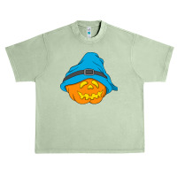 Halloween Jack O Lantern T  Shirt Slouchy Hat Halloween Pumpkin Blue V Urban Heavy T-shirt | Artistshot