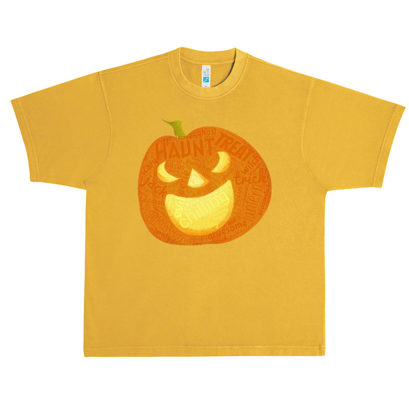 Halloween Pumpkin Face T  Shirt Halloween Pumpkin Word Cloud T  Shirt Urban Heavy T-shirt | Artistshot