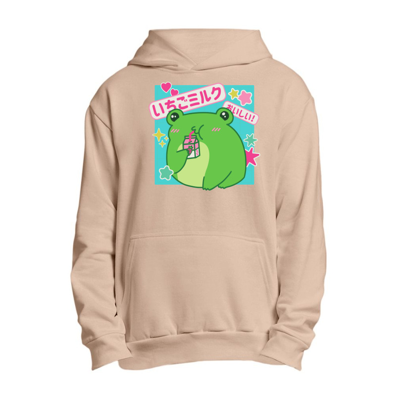 Kawaii Frog Strawberry Milk Japanese Letters Cute Graphic Pullover Hoo Urban Pullover Hoodie by AdvaitaLanderos | Artistshot