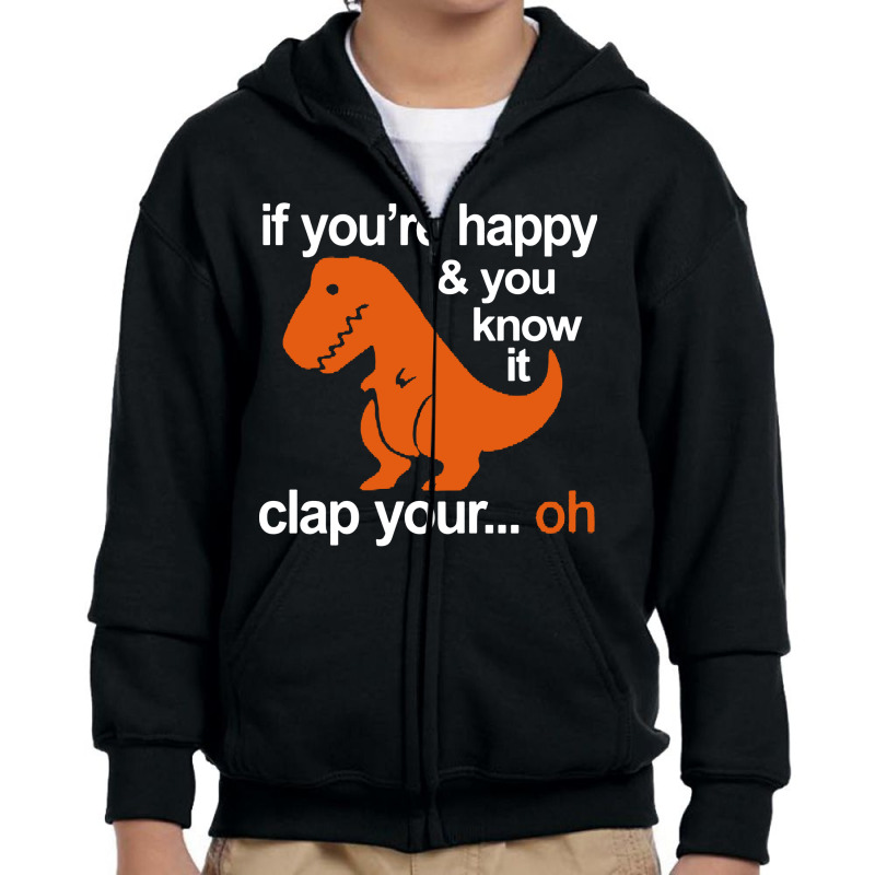 T-rex Clap Your Hands Youth Zipper Hoodie | Artistshot