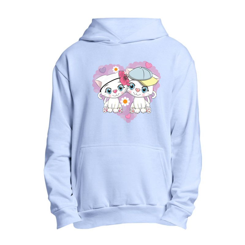 Cute Couple Cats Urban Pullover Hoodie | Artistshot