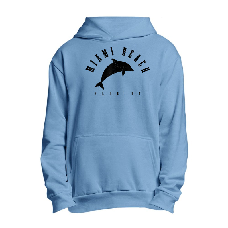 Miami Beach Florida Fl Vintage Surf Dolphin Vacation T Shirt Urban Pullover Hoodie | Artistshot